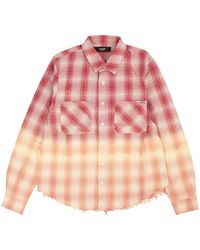 Amiri - Ombre Lurex Plaid Raw Edge Shirt Y0W06449Pd" - Lyst