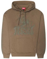 DIESEL - S-Griffon Print Treated Hoodie A238050Bkcj7Eta" - Lyst