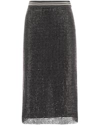 Brunello Cucinelli - Textured Midi Skirt "Dark" Brun638" - Lyst