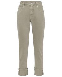 Brunello Cucinelli - Safari Cotton Straight Trousers With Cuffs Safari" Brun1330" - Lyst