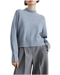 Brunello Cucinelli - Wool Ribbed Mock Neck Sweater "Arctic" Brun2823" - Lyst