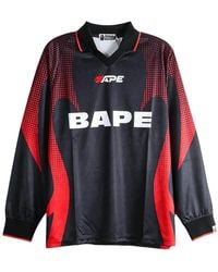 A Bathing Ape - Ape Flame Monogram Jacquard Logo Relaxed Fit Football Jersey 1M30111310 Blk" - Lyst