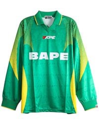 A Bathing Ape - Ape Flame Monogram Jacquard Logo Relaxed Fit Football Jersey 1M30111310 Grn" - Lyst