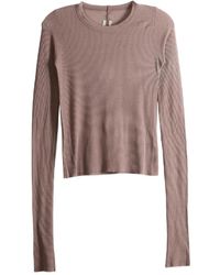 Rick Owens - Cropped Rib Long-Sleeve T-Shirt "Grape" Rp02F5209 Rc 86" - Lyst