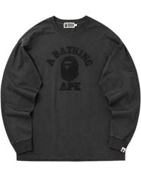 A Bathing Ape - Garment Dye College Relaxed Fit Sweatshirt "Charcoal" 001Ltl801007Mcha" - Lyst