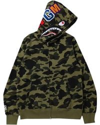 A Bathing Ape - 1St Camo Shark Full Zip Hoodie 001Zpk301005M Grn" - Lyst