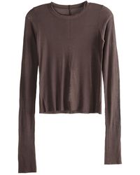 Rick Owens - Cropped Rib Long Sleeve T-Shirt "Macassar" Rp01F6209 Rc 53" - Lyst