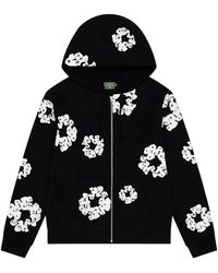 DENIM TEARS - Cotton Wreath Rhinestone Studded Zip Hooded Sweatshirt Dt591" - Lyst