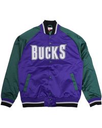 Mitchell & Ness - Playmaker Lightweight Satin Jacket "Vintage Logo Bucks" Jk11147-Mburgpr" - Lyst