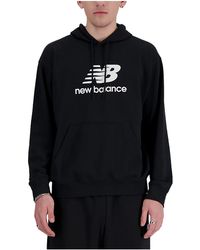 New Balance - Sport Essentials Fleece Logo Hoodie Mt41505Bk" - Lyst