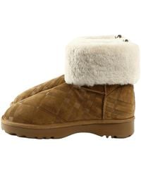 Burberry - Check Shearling Flint Boots "Jute" 8135188" - Lyst