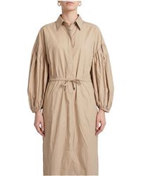 Brunello Cucinelli - Gathered Sleeve Dress "Cartone" Brun2078" - Lyst