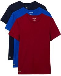 Lacoste - 3-Pack Slim Fit Undershirts "Bordeaux Burgundy Cobalt Th2273 51 6Pm" - Lyst