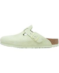 Birkenstock - Boston Soft Footbed Suede Leather "Faded Lime - Lyst
