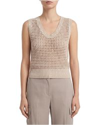 Brunello Cucinelli - Openwork Knit Sweater "Light Camel" Brun1912" - Lyst
