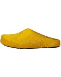 Marni - Long Hair Calfskin Fussbett Sabot Mule "Mustard" Sbmr000600P4122Zo565" - Lyst