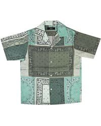 Amiri - Short Sleeve Bandana Print Silk Button Up Shirt Y0M06227Se Gree" - Lyst