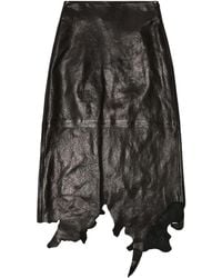 DIESEL - L-Torn Leather Mini Skirt A223010Egew9Xx" - Lyst