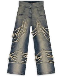 Who Decides War - Laced Stained Wide-Leg Jeans 3120200010Ss24" - Lyst