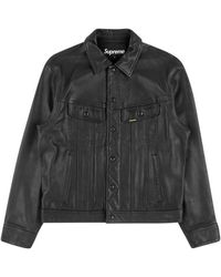 supreme leather trucker jacket