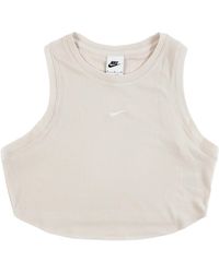 Nike - Sportswear Essentials Ribbed Cropped Tank Top "Light Orewood Sail" Fb8279 104" - Lyst