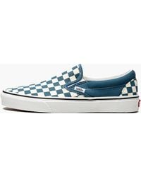 Vans - Classic Slip-on Checkerboard "blue Coral" Shoes - Lyst