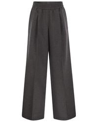 Brunello Cucinelli - Wool Relaxed Trousers "Dark" Brun2953" - Lyst