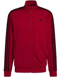 adidas - Essentials Warm-Up 3-Stripes Track Jacket "Scarlet H46104" - Lyst