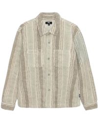 Stussy - Stripe Sherpa Shirt "Natural" Stus73" - Lyst