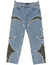 THUG CLUB - Iron Steel Focus Leather Denim Pants Tc26Pt4001" - Lyst