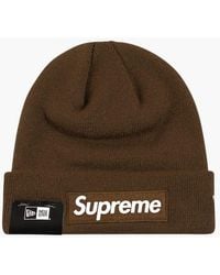 Supreme New Era Box Logo Beanie Hat 'fw 18' in Mustard (Brown) for 