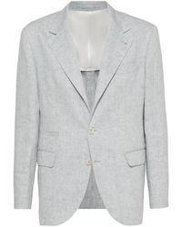 Brunello Cucinelli - Notched-Lapels Single-Breasted Linen Blend Blazer Brun1144" - Lyst