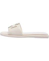 Tory Burch - Double T Sport Slide Sandals "Light Cream" 79985 100" - Lyst