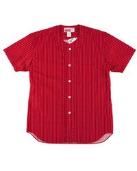 red pinstripe baseball jersey