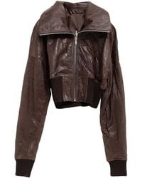 Rick Owens - Dracuflight Cropped Bomber Jacket "Grease" Rp02F5714 Lbe 84" - Lyst