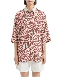 Brunello Cucinelli - Silk Blend Oversized Shirt "Panama Rosso" Brun2194" - Lyst
