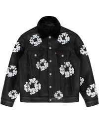 DENIM TEARS - Levi's Type-3 Leather Cotton Wreath Denim Jacket Dt1038" - Lyst