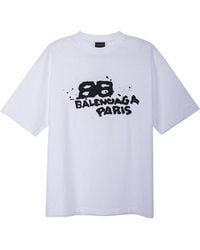 Balenciaga - Hand Drawn Bb Icon Medium Fit Vintage T-Shirt 612966Tnvn49040" - Lyst