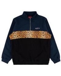supreme half zip leopard