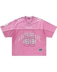 A Bathing Ape - Line Camo Multi Logo Relaxed Fit Football Jersey 001Csl301311Mpnk" - Lyst