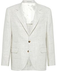 Brunello Cucinelli - Linen Wool Blend Blazer "Ivory" Brun859" - Lyst