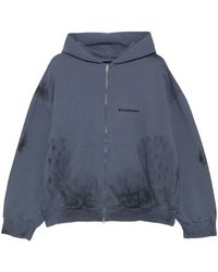Balenciaga - Back Zip Up Hoodie Regular Fit "Faded Dark 803264 Ttvg1 3364" - Lyst