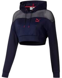PUMA - Flourish Cropped Hoodie "Peacoat Cerise" 579243 01" - Lyst