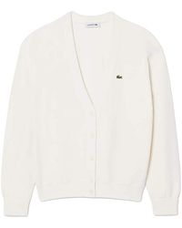 Lacoste - V-Neck Moss Stitch Cotton Cardigan Af4143-51-70V" - Lyst