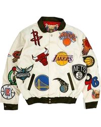 Jeff Hamilton - Nba Collage Wool & Leather Jacket "Collage Wool" Nba 101 Wht" - Lyst
