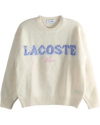 Lacoste - Intarsia Branded Wool Sweater "Cream" Af6832 Xfj" - Lyst