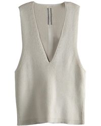 Rick Owens - Maglia V Neck Top "Natural" Ro02E4658 Kwvh 21" - Lyst