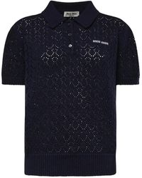 Miu Miu - Cotton Knit Polo Shirt Mml06V 191A F0008" - Lyst