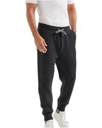 Brunello Cucinelli - Wool Knit Jogger Trousers "Charcoal" Brun2858" - Lyst