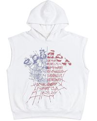 Sp5der - Rhinestone Og Web Sleeveless Hoodie "Glacier" 605" - Lyst